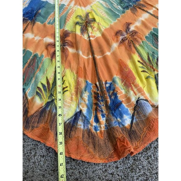 Womens Dress Tie Dye Embroidered Cover Up Tropical Palm Trees Beach FREE SIZE - Picture 16 of 16